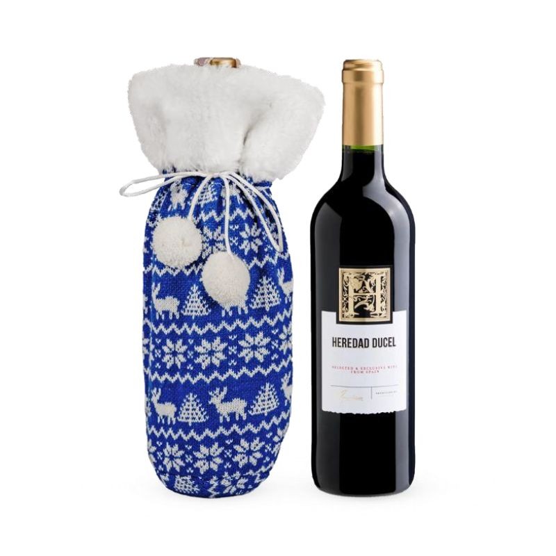 Wino w niebieskim sweterku Xmas